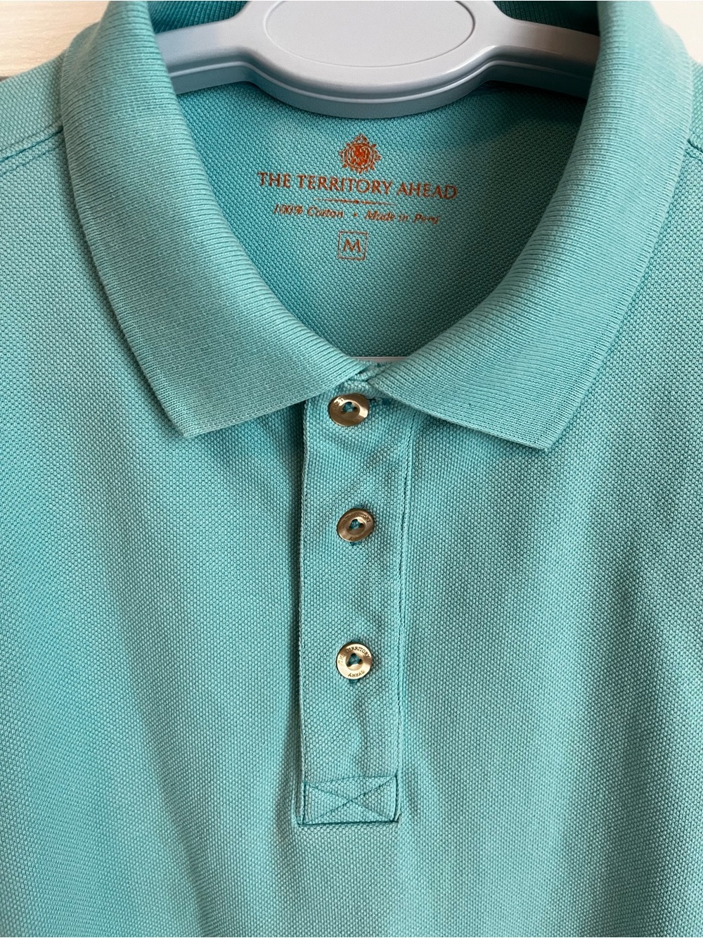 The Territory Ahead Big Sur Aqua Pique Cotton Polo Shirt